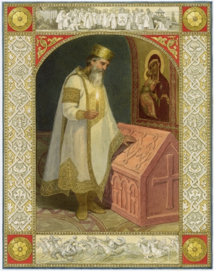 Князь Владимир у гробницы княгини Ольги.