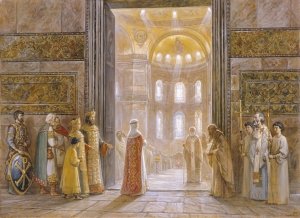 Святая равноапостольная княгиня Ольга вступает в храм св Софии Константинополь