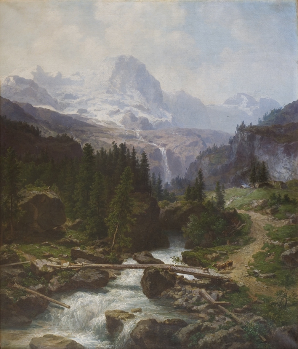 Джозеф Бутлер (1822-1885) "Альпийский пейзаж" 1874 картины для интерьера репродукция репродукции для интерьера коллекции живописи пейзаж альпийский
