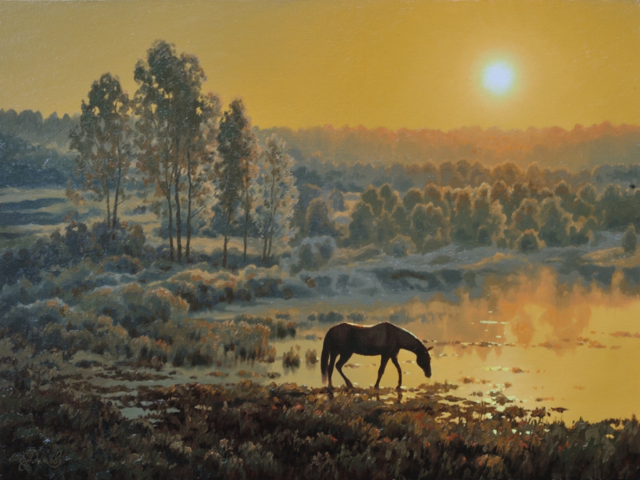 Пейзаж с лошадью картина картины репродукция пейзаж лес море лошади природа