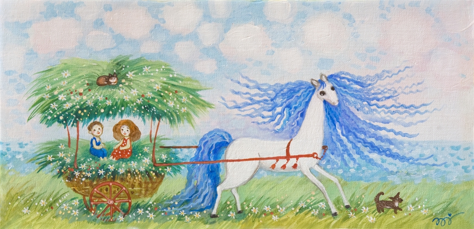 Белая лошадка картины картина репродукции для интерьера репродукция картины для интерьера картины для детской постеры для детской дети коты радость детство мыльные пузыри