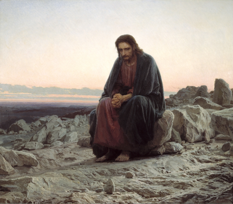 И.Н. Крамской  "Христос в пустыне" картина пейзаж репродукция репродукции художник живопись
