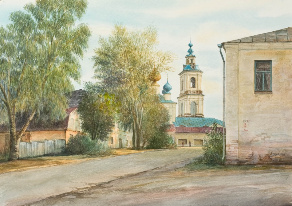 В городе Ставрово художник акварель пейзаж репродукция репродукции картины город