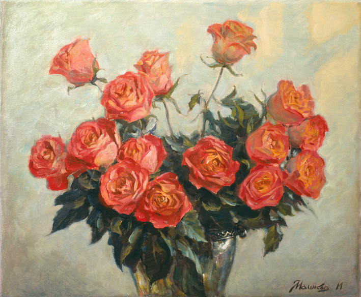 Букет роз картина картины живопись репродукция репродукции цветы розы художник