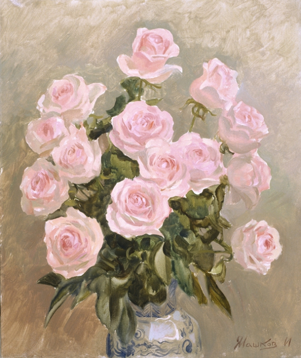 Розовый букет картина картины живопись репродукция репродукции цветы розы художник