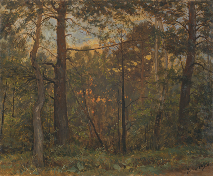 Вечерний лес картина картины живопись репродукция репродукции пейзаж художник