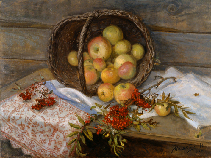 Яблоки и рябина картина картины репродукции в интерьер храм художник натюрморт с яблоками яблоки рябина картина деревенский натюрморт