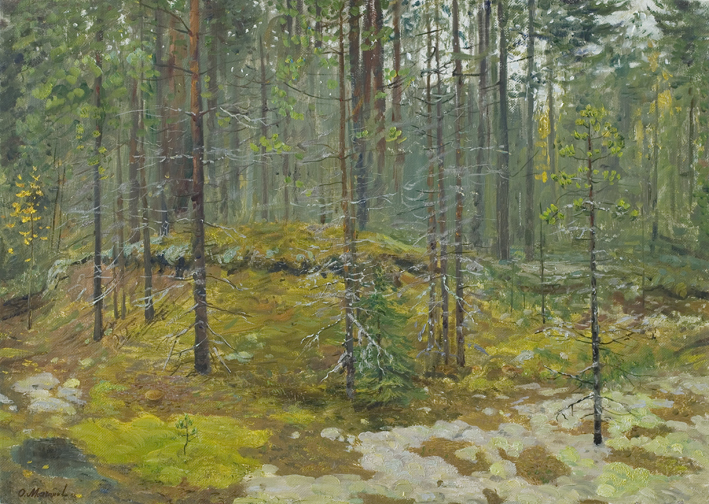 Северный лес художник Молчанов картины для интерьера репродукции для интерьера живопись российская природа пейзаж лесной пейзаж деревенский пейзаж северный пейзаж
