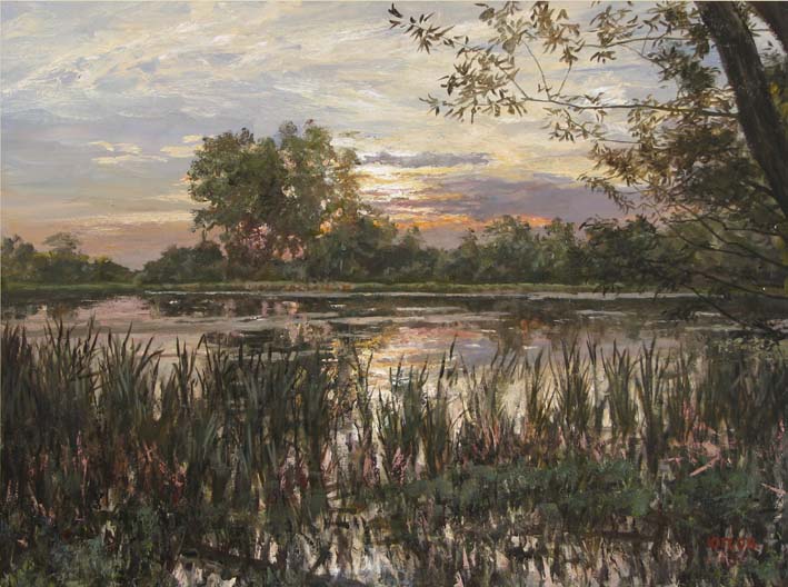 Вечерняя тишина репродукции в интерьере картина живопись пейзаж вечерний пейзаж пейзаж с прудом