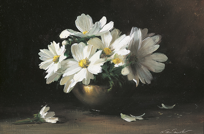 Белые космеи репродукция для интерьера картина букет цветов маслом цветы в живописи натюрморт космеи