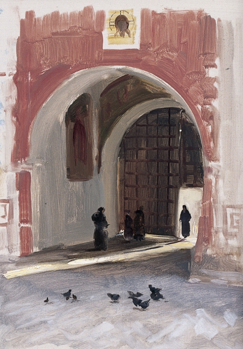 Ворота Данилова монастыря репродукция для интерьера картина этюд маслом цветы в живописи ворота монастырь
