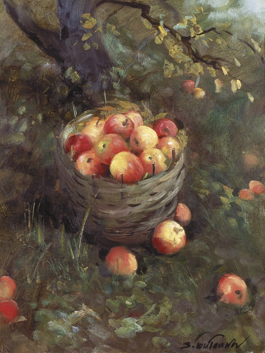 Последние яблоки года репродукция для интерьера картина деревня маслом цветы в живописи пейзаж натюрморт с яблоками фрукты