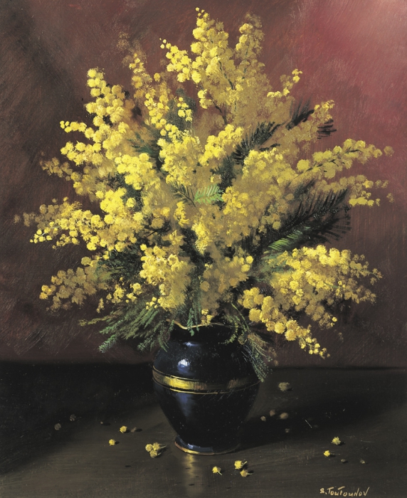 Мимоза репродукция для интерьера картина букет цветов маслом цветы в живописи натюрморт мимоза букет мимозы