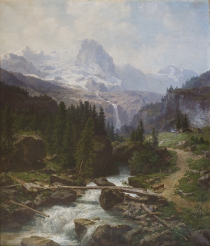 Джозеф Бутлер (1822-1885) "Альпийский пейзаж" 1874