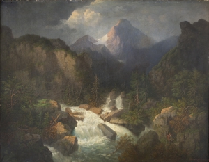 Герман Гольдшмидт (1802-1866) "Водопад в горах" 1863