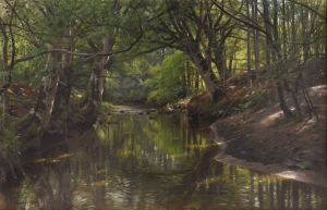 Мёнстед Педер (1859-1941) "Лесной пейзаж с рекой"
