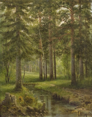 Фёдоров С.Ф. (1867-1910) "Лесной пейзаж с ручьём"