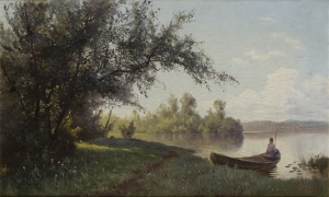 Киселёв А.А. (1838-1911) "Летний день. Пейзаж с рыбаком" 1880