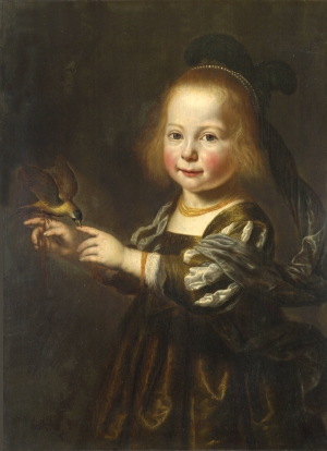 Dirck Santvoort - Portrait of Geertruyt Spiegel with a Finch